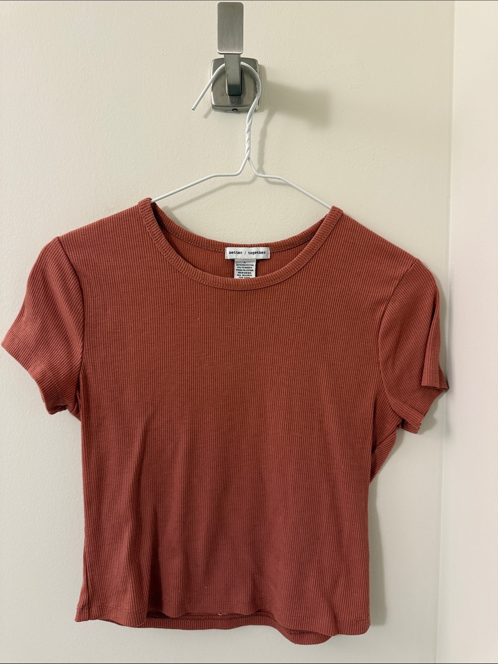 Ribbed Short Sleeve Tee in Deep Blush